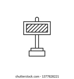 Simple liner Warning road sign. Logo concept. Conceptual image of tools for repair, construction and builder.