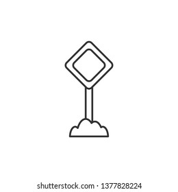 Simple liner Warning road sign. Logo concept. Conceptual image of tools for repair, construction and builder.