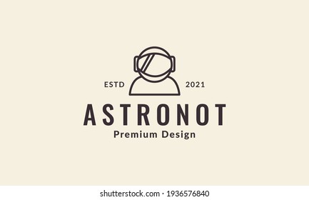 simple lines astronot logo vector symbol icon illustration design
