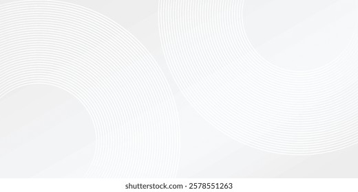 Simple lines circle glowing geometric lines on gray background. Modern shiny blue circle lines white modern abstract