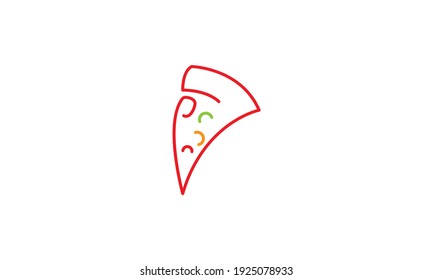 simple lines colorful food or fast food pizza  logo design vector icon symbol illustration