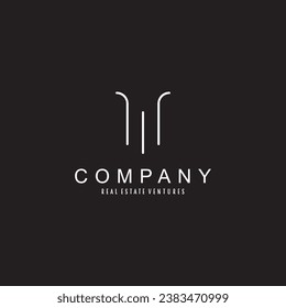 Simple lines construction real estate building logo design vector royalty free image template 