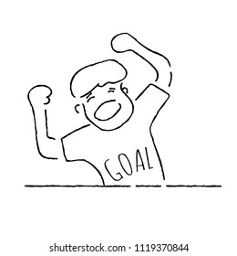 Simple lines drawing with men expressed joy, illustration and design.