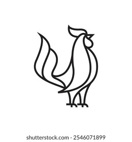 simple lines of an elegant rooster logo vector