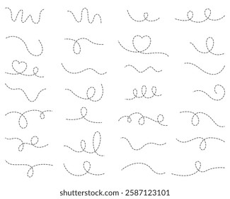 Simple lines hand drawn black arrows set in various style. Simple hand drawn black arrows. curved, doodle, zigzag dotted arrow. Hand drawn curved, doodle, and zigzag dotted arrow collection. Vector