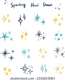Simple lines hand drawn sparkle stars doodle