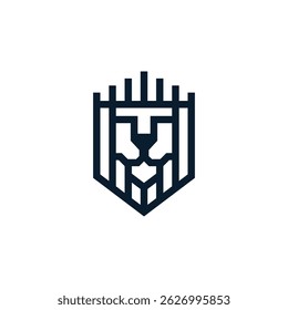 simple lines of the head of the lion king logo vector