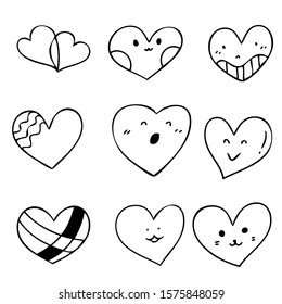 Simple lines heart Valentine card Hand drawn style vector illustration