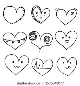Simple lines heart Valentine card Hand drawn style vector illustration