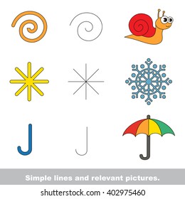 Simple lines are illustrated by relevant pictures. The colorful version.