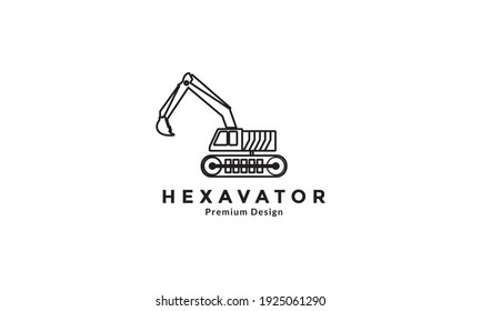 simple lines industrial excavator logo design vector icon symbol illustration