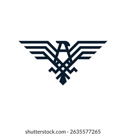 simple lines of a large winged bird logo vector