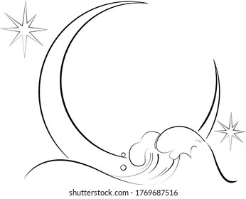 simple lines represented moon and sky