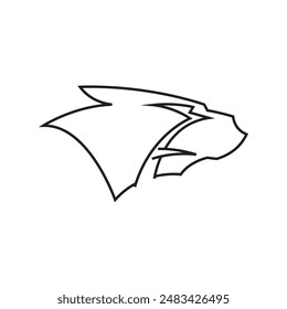 simple lines of a serious cheetah's face seen from the side logo vector