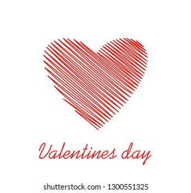 Simple lines in the shape of a heart red for Valentine's Day. Creative design concept. Vector illustration.  Copy space for text.