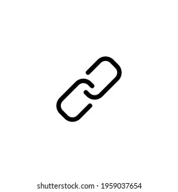 Simple link icon, metal chain, hyperlink symbol. Black icon on white background