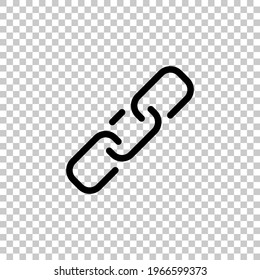 Simple link icon, metal chain, hyperlink symbol. Black editable linear symbol on transparent background