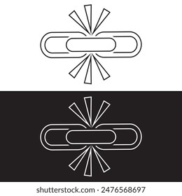 Einfaches Link-Symbol, Metallkette, Hyperlink-Symbol. Lineares Schwarz-Weiß-Symbol mit bearbeitbarem Strich auf weißem und schwarzem Hintergrund. EPS 10