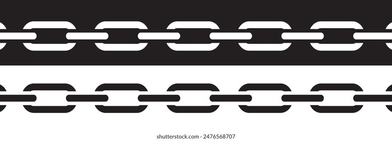Simple link icon, metal chain, hyperlink symbol. Black and white  linear icon with editable stroke on white and black background. EPS 10