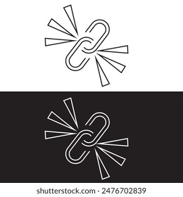 Einfaches Link-Symbol, Metallkette, Hyperlink-Symbol. Lineares Schwarz-Weiß-Symbol mit bearbeitbarem Strich auf weißem und schwarzem Hintergrund. EPS 10
