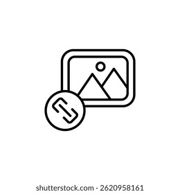 Simple link to image gallery icon, digital connection symbol design