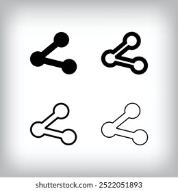 Conjunto de iconos de signo de Enlace simple. 4 Diferentes diseños de espesores y casas de conexión. Comunicación e icono global.