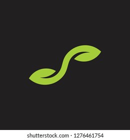 simple linked geometric green leaf logo vector