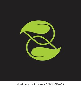 simple linked two leaf natural symbol logo vector