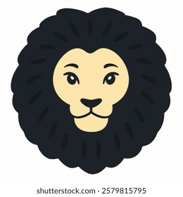 A simple lion face with a bold mane, symbolizing strength and leadership. Logo, icons