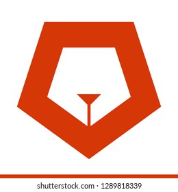 Simple lion head icon for a logo. Minimalistic logotype with pentagoon shape