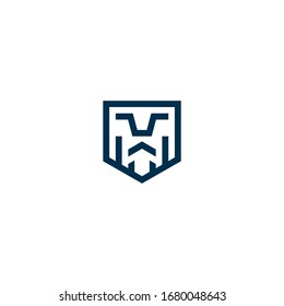 Simple lion head line art logo design vector