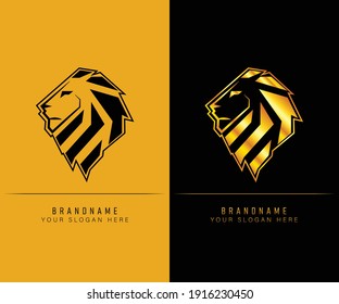 simple lion head logo. can be use as gaming logo. lion head logo design template 