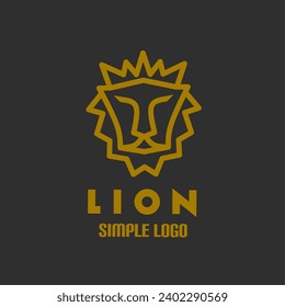 Sencillo logo de la cabeza de león y elegante. Ilustración vectorial de diseño plano