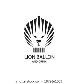 simple lion head logo illustration glass design vector template