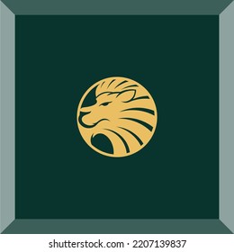 simple lion head logo for symbol or icon