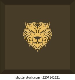 simple lion head logo for symbol or icon