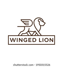 simple lion king with wings logo vector