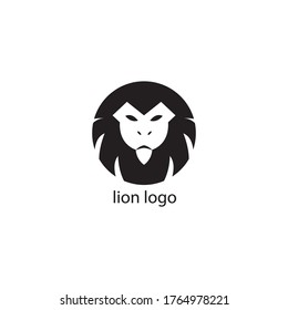 simple lion logo black and white circle. vector design