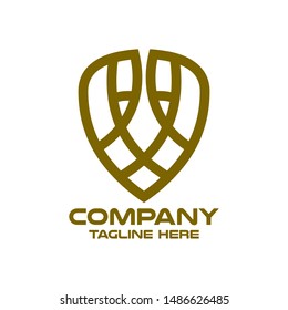 Simple lion logo and shield design
