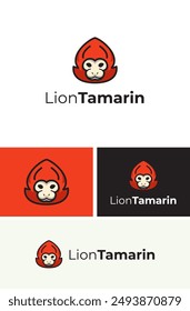 Simple Lion Tamarin Head Logo Design Branding Template