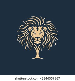 simple lion tree nature logo vector illustration template design