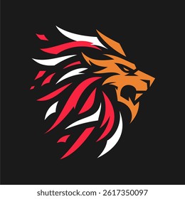 simple lion vector on black background