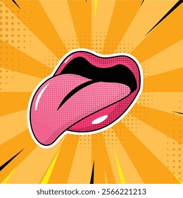 Simple lip pop art comic icon illustration