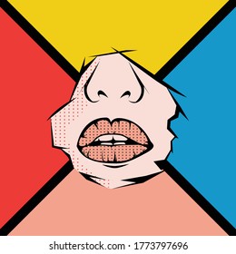 simple lips pop art graphic design