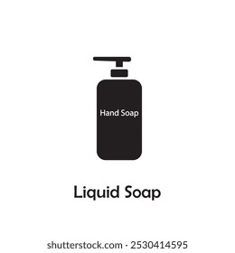 Simple liquid soap icon vector isolated on white background in silhouette style. Bathroom accessories. Icon for web design, tag, label.