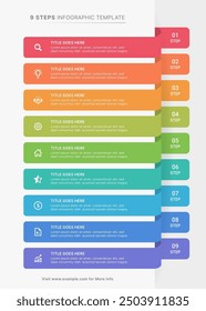 Simple List Business Infographic Design Template with 9 Items