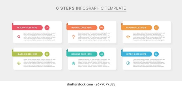 Plantilla de diseño de infografía de negocios de lista simple con 6 puntos