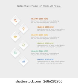 Simple List Business Infographic Design Template with 6 Points