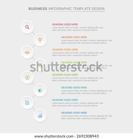 Simple List Circular Round Business Infographic Design Template with 8 Data Points