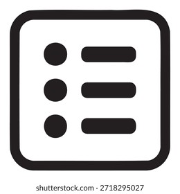 Simple list icon with black and white design